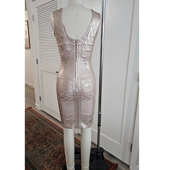Herve Leger by Max Azria Pink Metallic Bandage Cocktail Dress in size XS - Picture 3 of 4